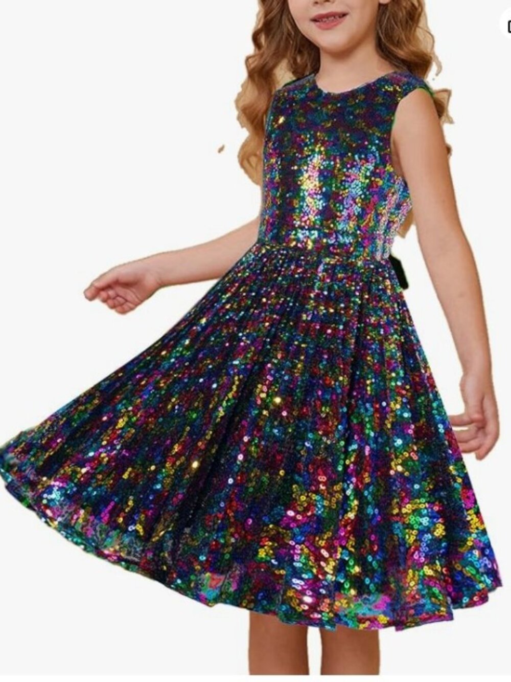 Size 8 Grace Karin Rainbow Sequin Dress with Bow - LIKE NEW!